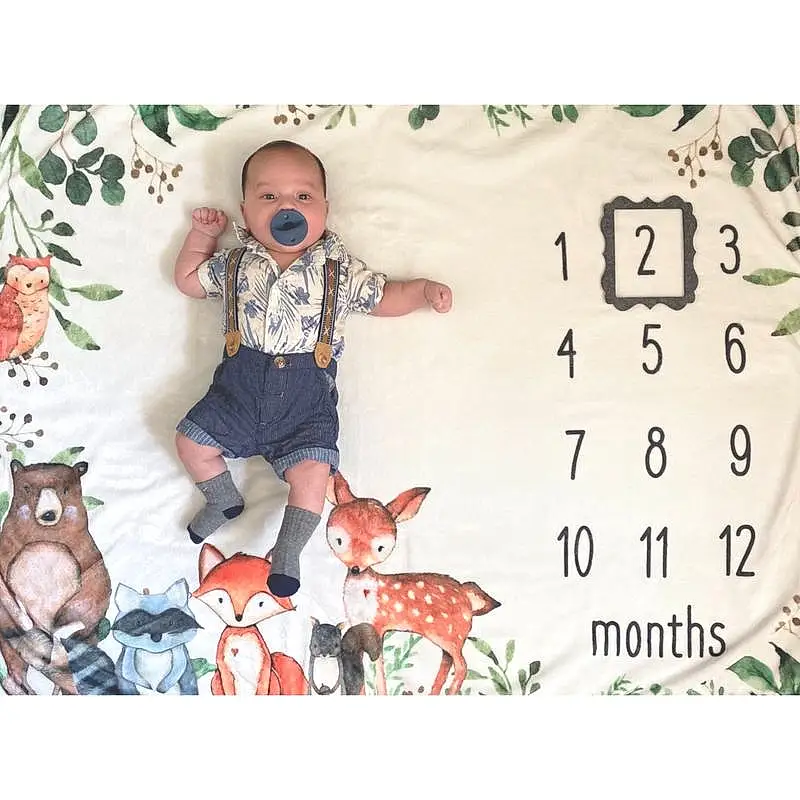 Baby & Toddler Clothing, Shorts, Sleeve, Fawn, T-shirt, Happy, Font, Rectangle, Toy, Linens, Pattern, Art, Stuffed Toy, Baby Products, Sunglasses, Fictional Character, Toddler, Baby, Doll, Sitting, Person