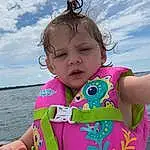 Skin, Sky, Cloud, Facial Expression, Water, Blue, Neck, Sleeve, Baby & Toddler Clothing, Happy, Pink, Toddler, Cool, Travel, Summer, Magenta, Leisure, Recreation, Fun, Baby, Person