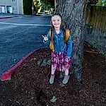 Smile, Plant, Leaf, People In Nature, Tree, Asphalt, Pink, Road Surface, Grass, Woody Plant, Toddler, Trunk, Leisure, Happy, Child, Fun, Magenta, Sidewalk, Recreation, City, Person, Joy