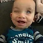 Face, Nose, Cheek, Skin, Smile, Head, Lip, Chin, Eyes, Mouth, Eyebrow, Azure, Human Body, Baby & Toddler Clothing, Neck, Sleeve, Iris, Standing, Happy, Gesture, Person, Joy