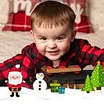 Facial Expression, Toy, Smile, Red, Happy, Toddler, People, Child, Baby & Toddler Clothing, Christmas, Event, Holiday, Pattern, Carmine, Sitting, Play, Fictional Character, Christmas Eve, Fun, Sweetness, Person, Joy