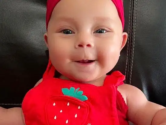 Cheek, Skin, Head, Smile, Lip, Chin, Eyes, Mouth, Dress, Hat, Baby & Toddler Clothing, Neck, Human Body, Sleeve, Pink, Happy, Cap, Finger, Red, Toddler, Person, Joy, Headwear