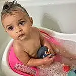 Cheek, Joint, Skin, Baby Bathing, Eyebrow, Bathtub, Eyelash, Plumbing Fixture, Bathroom, Ear, Fluid, Water, Bathing, Happy, Iris, Pink, Finger, Chest, Plumbing, Baby, Person