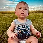 Skin, Sky, Cloud, Plant, Azure, Flash Photography, Happy, Baby & Toddler Clothing, Standing, Sunlight, Iris, Grass, Finger, People In Nature, Toddler, People, Grassland, Meadow, Fun, Person