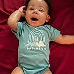 Cheek, Smile, Skin, Chin, Mouth, Baby & Toddler Clothing, Stomach, Neck, Flash Photography, Sleeve, Happy, Gesture, Pink, Baby, Thigh, Finger, T-shirt, Toddler, Fun, Human Leg, Person