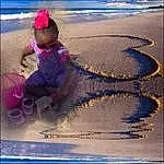 Water, People In Nature, Beach, Happy, Travel, People On Beach, Toddler, Tints And Shades, Rectangle, Recreation, Sand, Wind Wave, Leisure, Hat, Fun, Landscape, Magenta, Ocean, Visual Arts, Shadow