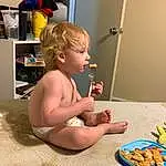 Food, Baby, Finger, Toddler, Child, Recipe, Fun, Table, Shelf, Sitting, Room, Foot, Play, Comfort Food, Cooking, Plate, Junk Food, Human Leg, Cuisine, Person