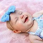 Nose, Skin, Smile, Eyes, Azure, Comfort, Happy, Baby & Toddler Clothing, Pink, Finger, Baby, Toddler, Grass, Child, Hat, Pattern, Linens, Nail, Electric Blue, Fashion Accessory, Person