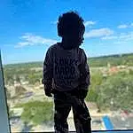 Sky, Cloud, World, Sleeve, Standing, Cool, Fun, Leisure, Toddler, Tree, Electric Blue, Child, Rolling, Recreation, T-shirt, Happy, Shadow, Vacation, Afro, Horizon, Person, Under Exposed