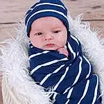 Clothing, Outerwear, Eyes, Azure, Baby & Toddler Clothing, Sleeve, Baby, Cap, Headgear, Toddler, Grass, Electric Blue, Costume Hat, Wool, Pattern, Happy, Child, Fashion Accessory, Winter, Furry friends, Person, Headwear