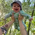 Face, Hand, Arm, Smile, Shoulder, People In Nature, Sky, Tree, Gesture, Plant, Happy, Finger, Toddler, Grass, Baby & Toddler Clothing, Trunk, Leisure, Child, Fun, Chest, Person, Headwear