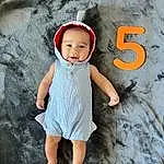 Skin, Baby & Toddler Clothing, Flash Photography, Sleeve, Grey, Baby, People In Nature, Toddler, Happy, T-shirt, Pattern, Fun, Child, Portrait Photography, Sitting, Human Leg, Barefoot, Vacation, Person
