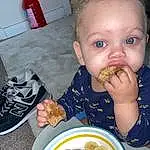 Food, Tableware, Plate, Food Craving, Cuisine, Dishware, Ingredient, Fire Extinguisher, Dish, Toddler, Chair, Biting, Fast Food, Baby, Soup, Comfort Food, Baby & Toddler Clothing, Sweetness, Junk Food, Platter, Person