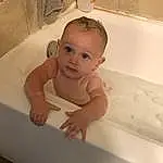 Face, Skin, Bathtub, Plumbing Fixture, Bathroom, Baby, Bathing, Toddler, Plumbing, Water, Comfort, Fun, Chest, Baby Products, Baby Bathing, Child, Room, Baby Safety, Person