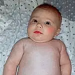 Face, Nose, Cheek, Skin, Head, Lip, Chin, Stomach, Eyebrow, Eyes, Mouth, Facial Expression, White, Human Body, Iris, Neck, Sleeve, Baby, Baby & Toddler Clothing, Person