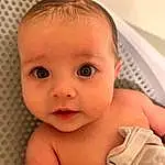 Nose, Cheek, Skin, Head, Lip, Hairstyle, Eyebrow, Eyes, Mouth, Human Body, Eyelash, Baby, Iris, Ear, Finger, Chest, Toddler, Stomach, Comfort, Baby & Toddler Clothing, Person
