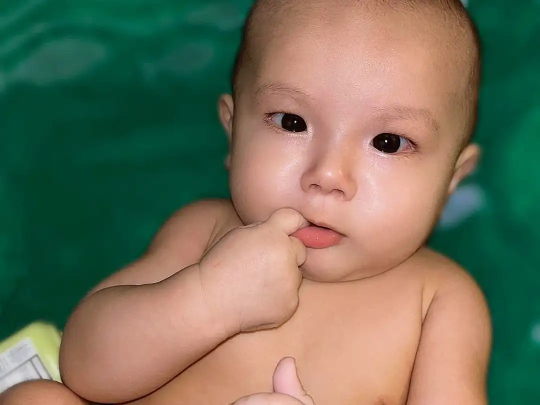 Nose, Hair, Cheek, Skin, Chin, Eyebrow, Eyes, Stomach, Muscle, Human Body, Neck, Baby, Gesture, Happy, Iris, Chest, Finger, Thumb, Trunk, Toddler, Person