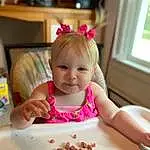 Cheek, Skin, Lip, Facial Expression, Smile, Table, Baby & Toddler Clothing, Dress, Window, Toddler, Pink, Baby, Tableware, Child, Happy, Fun, Food, Beauty, Sweetness, Ingredient, Person