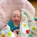 Skin, Smile, Facial Expression, White, Comfort, Baby, Happy, Toddler, Baby & Toddler Clothing, Child, Linens, Event, Baby Products, Fun, Baby Sleeping, Room, Play, Pattern, Laugh, Bedding, Person