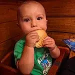 Nose, Hand, Arm, Food, Food Craving, Chair, Thumb, Baby & Toddler Clothing, Biting, Baby, Toddler, Tableware, Junk Food, Child, Wood, Nail, Eating, Sitting, Finger Food, Baby Safety, Person