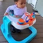 White, Blue, Wheel, Baby & Toddler Clothing, Riding Toy, Toddler, Baby Playing With Toys, Happy, Fun, Baby, Recreation, Child, Toy, Plastic, Sitting, Electric Blue, Leisure, Play, Sharing, Tire, Person, Headwear